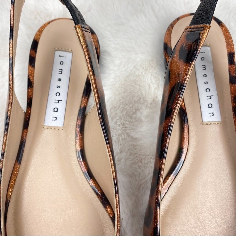 James Chan Animal Print Pointed Toe Leather Slingback Flats 6 NWOB - Picture 6 of 9